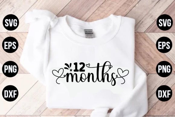 12 Months Graphics for T-Shirt Designs & Craft Projects