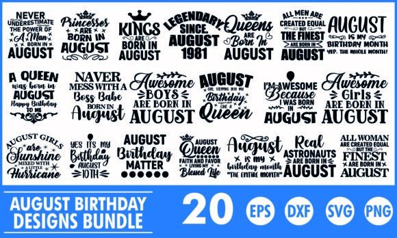 August Birthday SVG Designs Bundle: T-Shirt Graphics That Elevate Web Content
