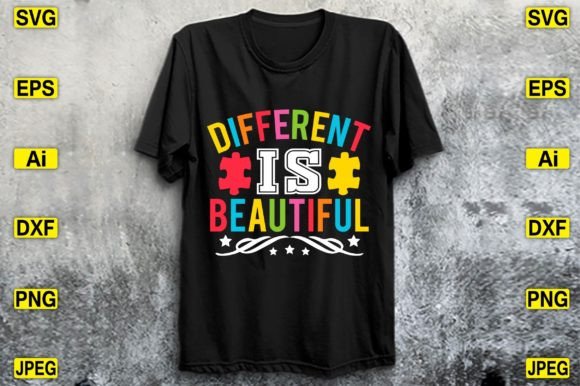 Different is Beautiful T-Shirt Design: A Fresh Graphics Asset for Modern T-Shirt Designs
