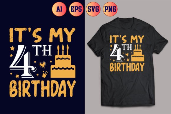 It's My 4th Birthday T-Shirt Design 30 – A Playful Graphic for Lifestyle Blogs and Content Brands