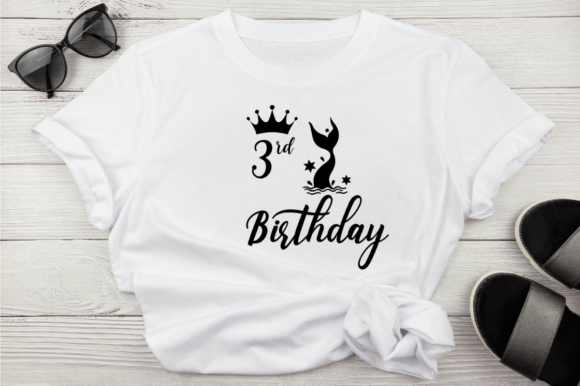 Mermaid Birthday SVG for 3rd Birthday Embroidery Projects
