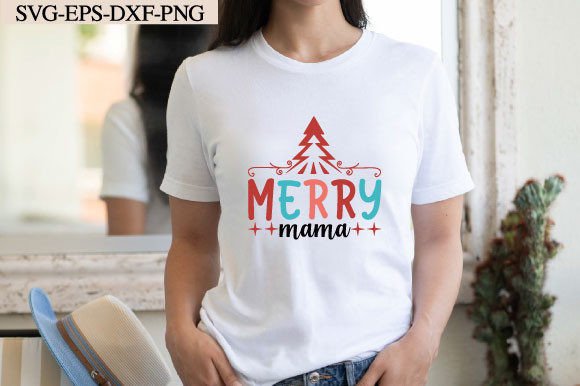 Merry Mama Retro Christmas SVG for T-Shirt Designs & Graphics